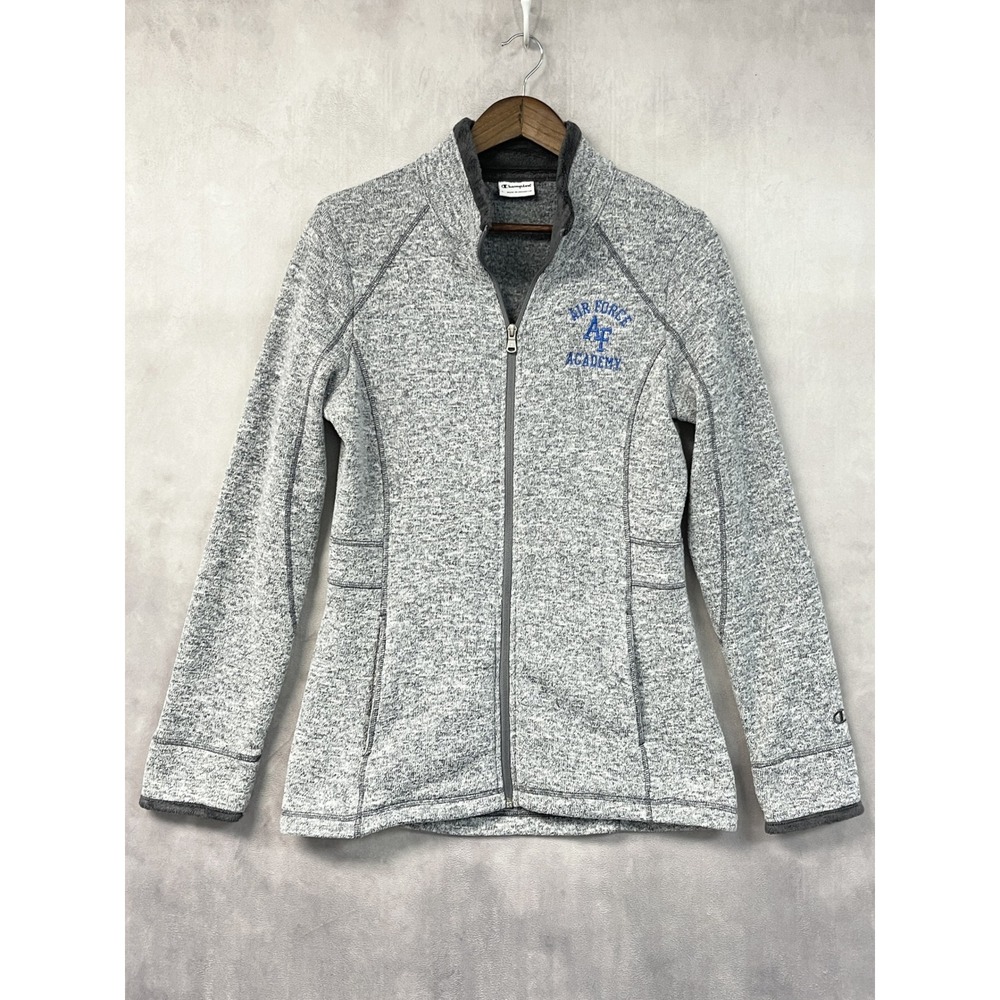 Champion Womens Full Zip Fleece Jacket Size L Air Force Academy USAFA Heathered